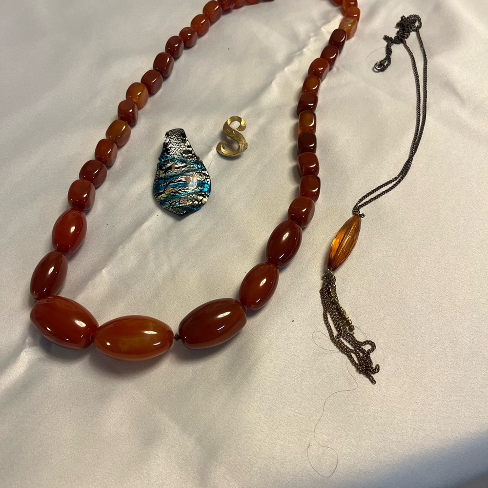 3 for $25. Orange Beaded Necklace with Graduated Carnelian Beads